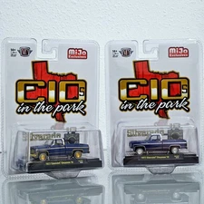 🔥 CHASE & REGULAR M2 Machines Chevrolet Cheyenne 10 Blue C10s In The Park 1/64