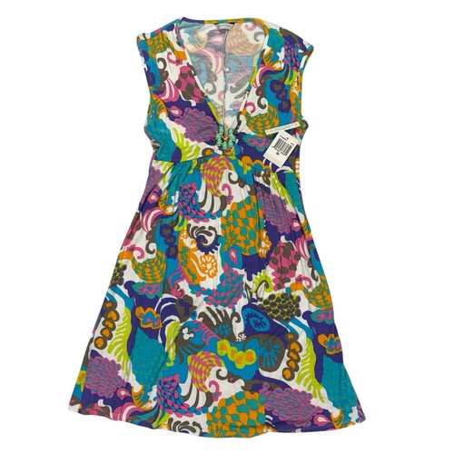 NWT Trina Turk Funky Multicolor V Neck Womens Swim Cover Up Sleeveless Sz XS New - Picture 1 of 13