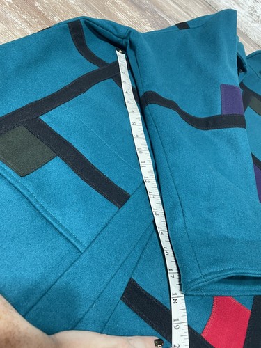 Vintage MONDRIAN COAT Wool Artsy Turquoise Teal International Scene 1980s 1990s - Bild 6 von 8