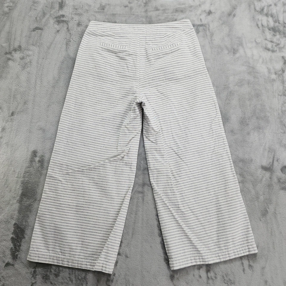 Pantalones Merona Mujer 8 Gris Blanco Rayas Pierna Ancha Corto Botón Bolsillo Náutico Foto 3 de 4