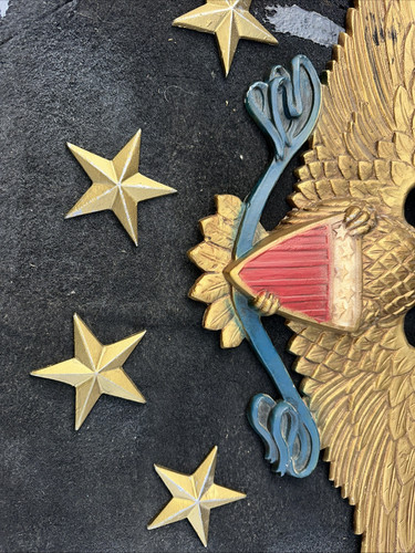Vintage Metallguss patriotischer Adler und Schild Wandbehang Plakette USA patriotisch - Bild 2 von 4