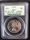 1953 CANADA 50 CENTS SD NO STRAP PCGS MS 63