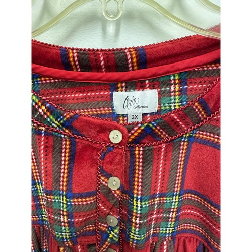 Red plaid Arie pj night night gown women 2x - Picture 4 of 6