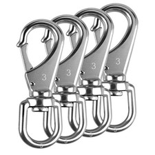 4 Pack 4.6 Inch Swivel Snap Hooks 304 Stainless Steel Flag Pole Clips Large