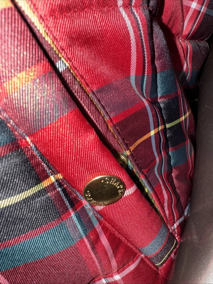 Chaleco acolchado a cuadros rojo Chaps Ralph Lauren para hombre M bolsillos con cremallera completa Foto 3 de 4