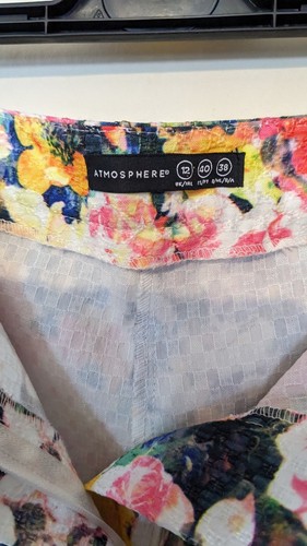 Sz 12 W31 L29 Primark Atmosphere Vibrant Mix Floral Print Straight Trousers Good - Picture 6 of 21