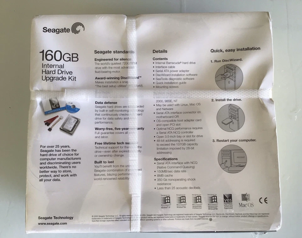 Seagate 160GB Internal Hard Drive Upgrade Kit, 7200 RPM 8MB ST3160827AS-RK. - Image 2 of 4
