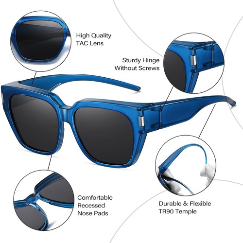 Polarized Sunglasses Fit Over Glasses for Women Men, Oversized Square Sun Gla... - Picture 5 of 7