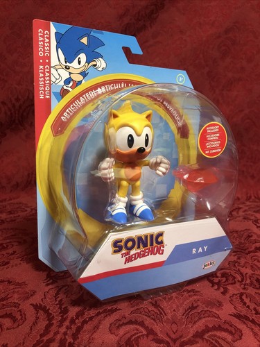 Jakks Sonic The Hedgehog  Ray with Red Chaos Emerald Action Figure Toy 4" NEW - Picture 10 of 18