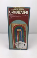 Classic Wooden 3-Track Color Coded Folding Cribbage Board w/Cribbage Board Pegs