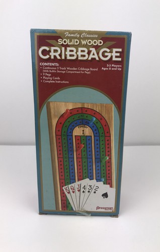 Classic Wooden 3-Track Color Coded Folding Cribbage Board w/Cribbage Board Pegs - Picture 1 of 3