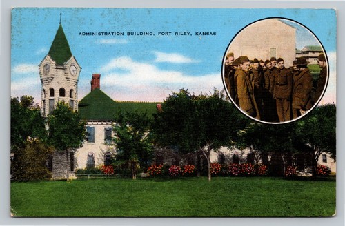 Administration Building Fort Riley Kansas Vintage Unused Postcard - Picture 1 of 2