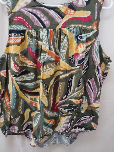 Sonoma Womens Top XL Sleeveless Colorful Cotton Rayon Keyhole Light Weight - Picture 2 of 7