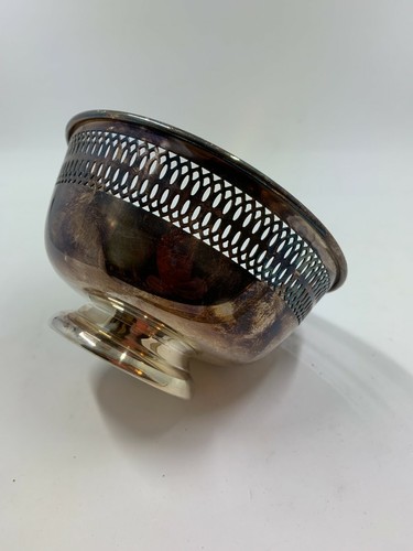 Vintage silver plated F B Rogers openwork reticulated classic footed bowl dish - Picture 3 of 7