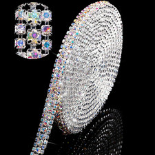 3 Rows Crystal Rhinestone Chain Strips Chain Trim for Sewing Craft, DIY, Wedding