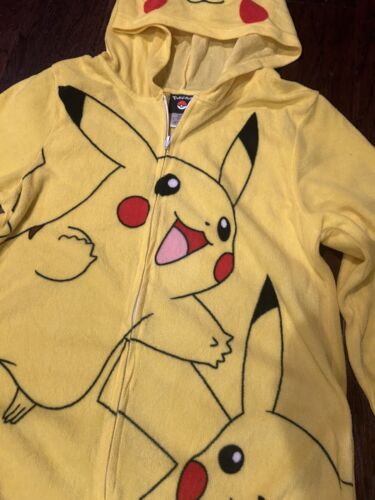 Pikachu Pokemon Pajamas Sleeper Yellow One Piece Sleepwear Unisex Youth Size XL - Picture 4 of 10
