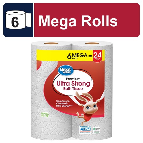 Great Value Soft & Strong Premium Toilet Paper Mega Rolls (Select Type & Rolls) - Picture 2 of 11