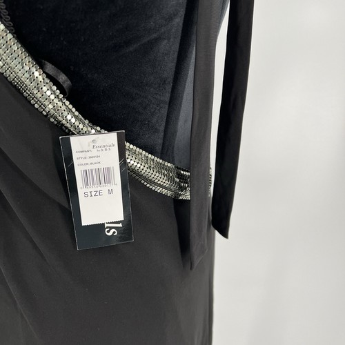 Essentials By ABS Black with Metal Mesh Halter Cocktail Party Dress Medium - Picture 6 of 8