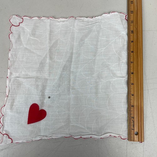 Vintage Handkerchief Spider Web Heart Valentines Day Hankie Rhinestone Rockabill - Picture 4 of 9