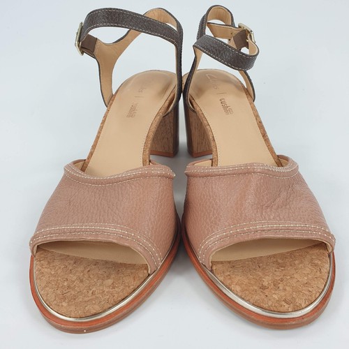 Clarks Sandals Heels Pink Nude Leather Court Size 8 - Picture 7 of 12
