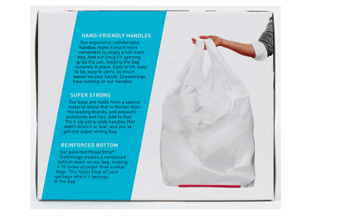 Tall Trash Bags Kitchen Power Strip Strong Handles Reinforced 13 Gallon 45 Pack - Picture 6 of 8
