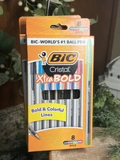 BRAND NEW (Lot of 2) Bic Cristal Xtra-Bold Ball Pens Assorted Ink 8 Colors U4
