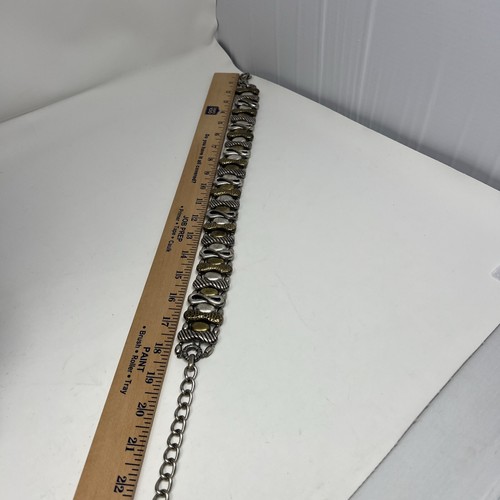 Chicos Belt Chain Heavy Brass And Silver Tone Brutalist Up To 40" Waist Infinity - Picture 6 of 11