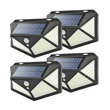Lampada Faretto Solare 114 Led luce faro esterno energia sensore movimento 4pz