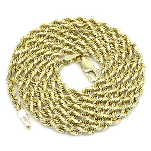"Collar de cadena con cuerda de corte diamante de oro amarillo de 10 K para hombre y mujer de 2,5 mm 16-24""" - Imagen 5 de 8