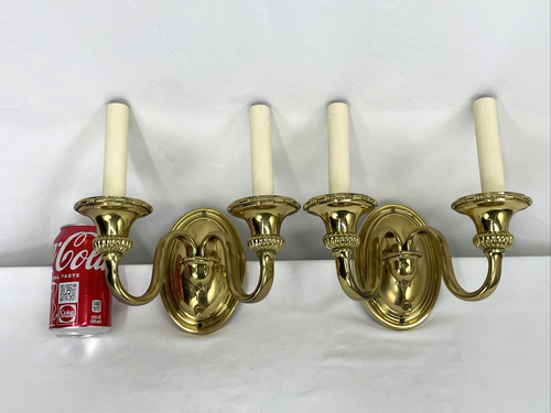 RESTAURATA coppia applique antiche vintage arti e mestieri vittoriani deco ottone 2 bracci - Foto 5 di 24