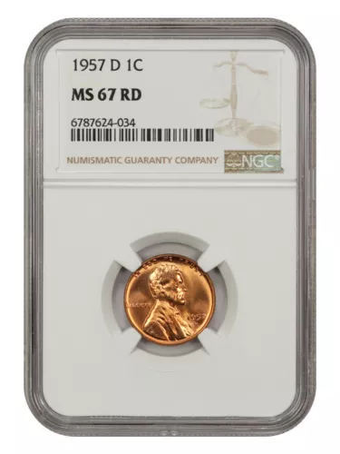 1957-D 1C NGC MS67RD