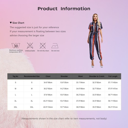 Womens Rompers Turn-down Jumpsuit Stylish Overalls Costume Workwear One Piece - Picture 64 of 113