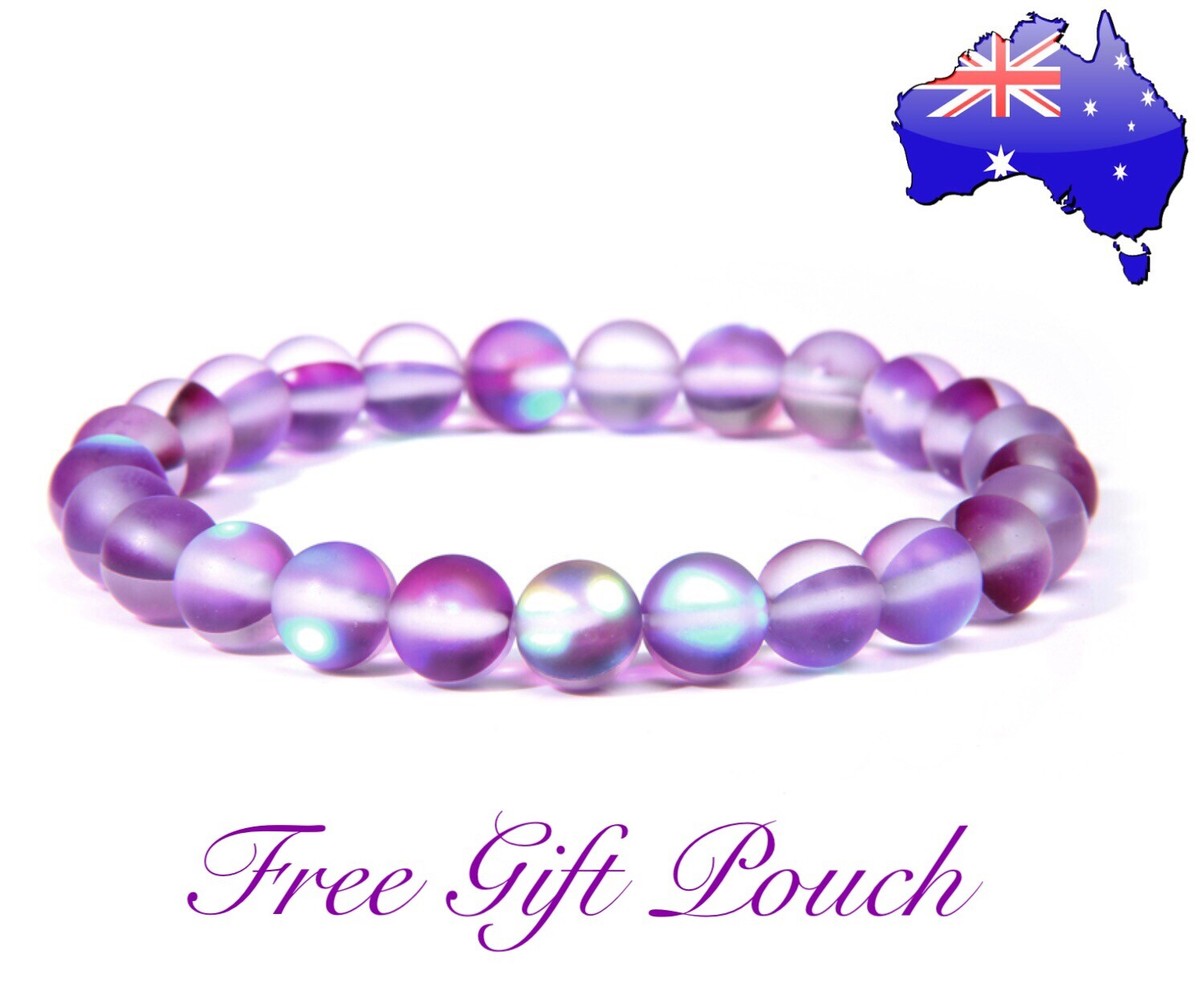 Purple Mermaid Glass Crystal Moonstone Iridescent Bead Multicolour