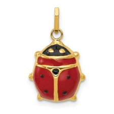 14k Yellow Gold Enameled Ladybug Charm Pendant 0.62gm L-19mm, W-11mm