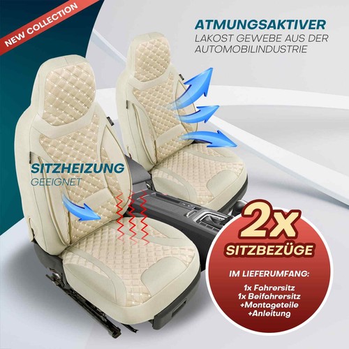 Fundas de asiento de coche Prime adecuadas para Isuzu D-Max 2 desde 2012 (Beige) | NUEVO - Imagen 3 de 12