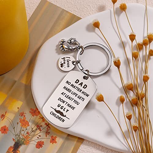 Father Gifts for Dad Keychain Engraved Birthday Gifts Stainless Steel Father1 - Picture 4 of 7