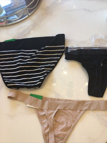 DKNY 3 Pairs Total Ladies Knickers 2 Thongs 1 Brief New Season LARGE £30 For 3! - Picture 5 of 7