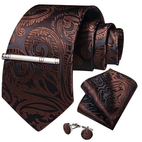 Mens Silk Tie Paisley Floral Solid Necktie Classic Wedding Party Formal Ties 4pc - Picture 175 of 262