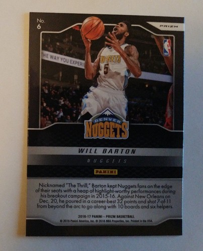 2016-17 Panini Prizm Silver Refractor Sky's The Limit - WILL BARTON - Nuggets #6 - Bild 2 von 2