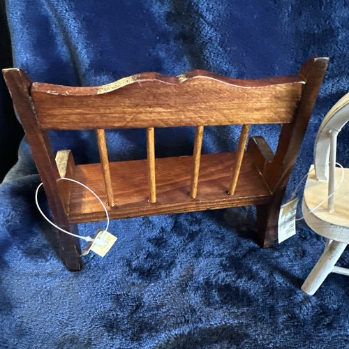 2 Doll House Wooden Bench Benches Toy Prop Cute Rustic Furniture AMC 90’s NWT - Picture 5 of 10