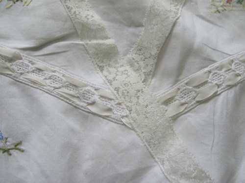 VINTAGE HAND EMBROIDERED LADIES COTTON NIGHTGOWN DRESS - Picture 7 of 12