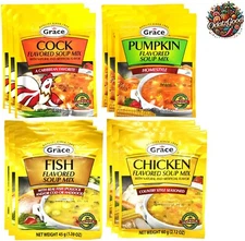 Grace Soup Mix Variety Pack | Cock, Pumpkin, Fish & Chicken Noodle Flavors