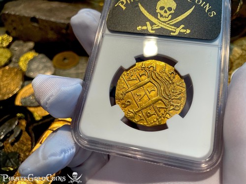 1715 FLEET SHIPWRECK 1711 8 ESCUDOS NGC 63 PIRATE GOLD COINS TREASURE COB - Picture 5 of 12