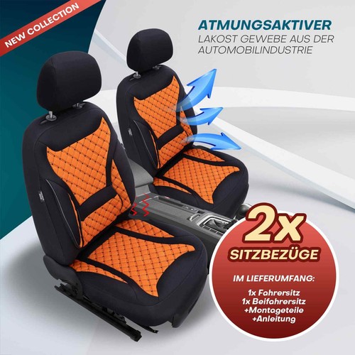 Fundas de asiento aptas para Land Rover Discovery 4 desde 2009-2017 (negro-naranja) - Imagen 3 de 12