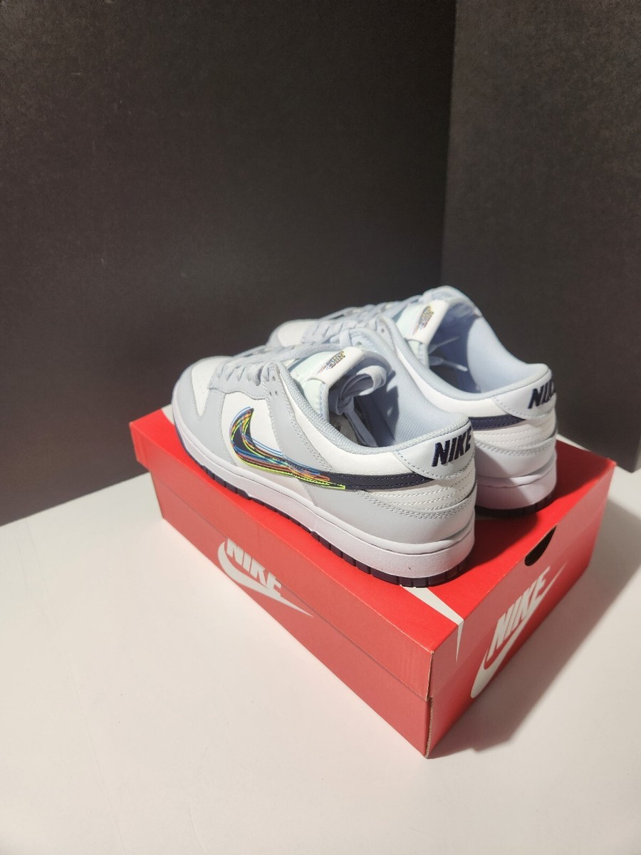 Nike Dunk Low 3D Swoosh US 12 DV6482-100 White/Blackened Blue-Volt