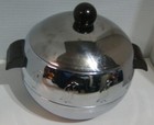 West Bend PENGUIN Ice Bucket Hot Cold Server Chrome Bakelit Handles MCM Vtg