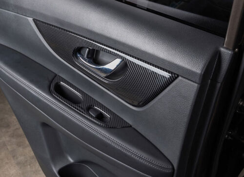 Carbon Fiber look Inner Door Handle Frame Cover Trim for Nissan Rogue 2014-2020 - Imagen 3 de 8