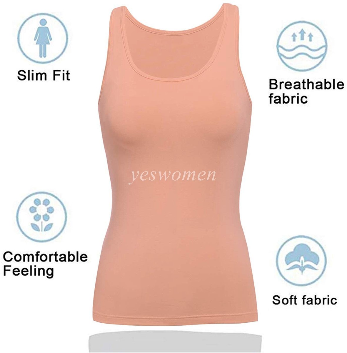 Women Shirts Built Bra, Breathable Shirt Padded Bra