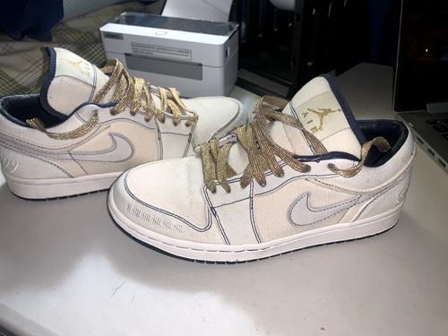 Air Jordan 1 Phat Canvas Low Derek Jeter Beautiful Shoes size 7.5 - Picture 1 of 9