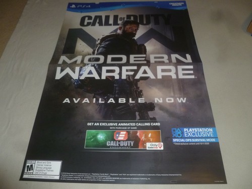 LARGE PS4 CALL OF DUTY MODERN WARFARE PROMO SIGN 2019 SONY ACTIVISION  - Picture 1 of 5